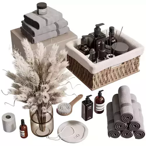 Bathroom Accessories With Decor and pampas dry plant Set 10