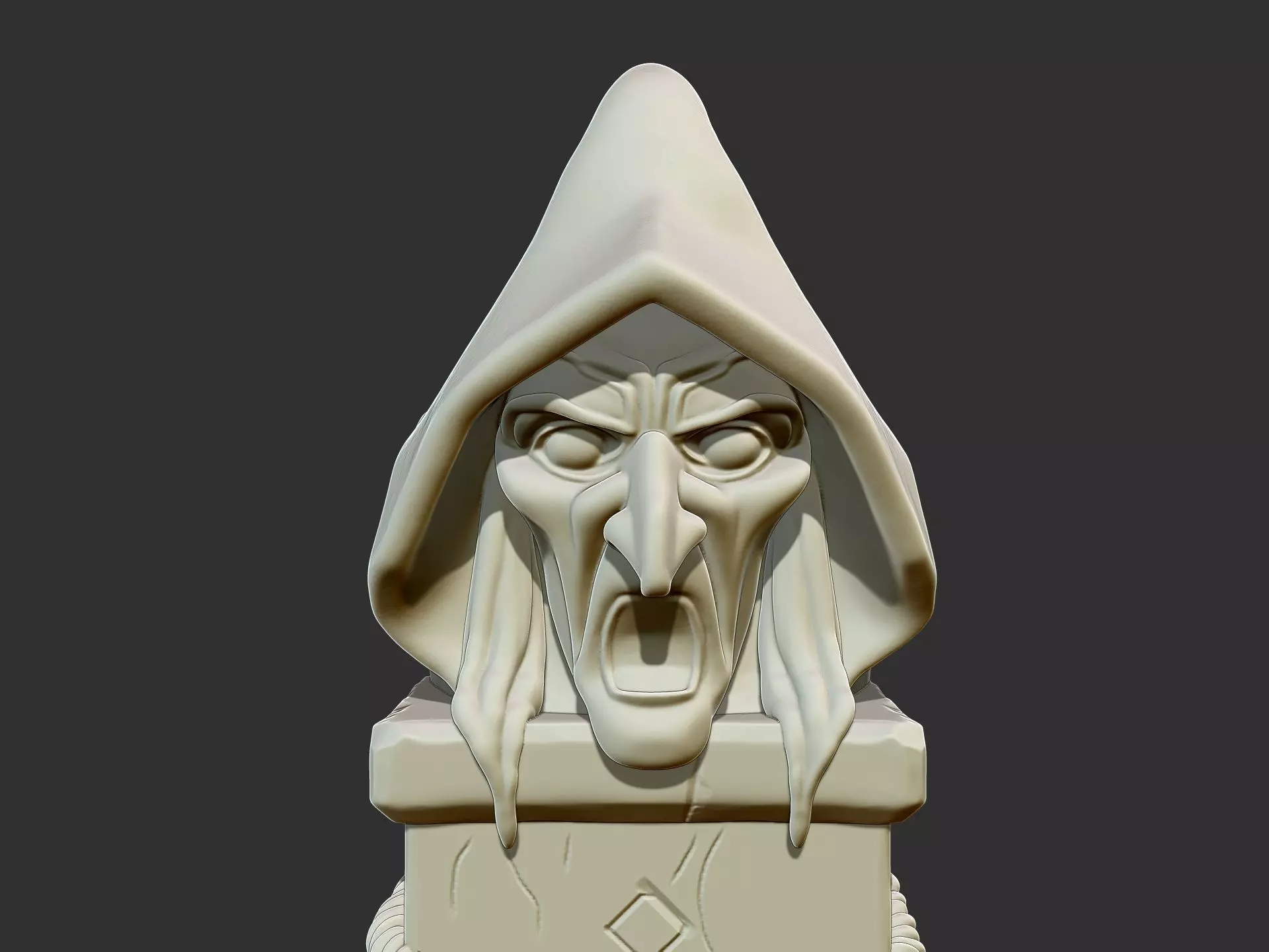 Stylized Witch Totem 3D Printable Fantasy Stone Statue 3D print model_5