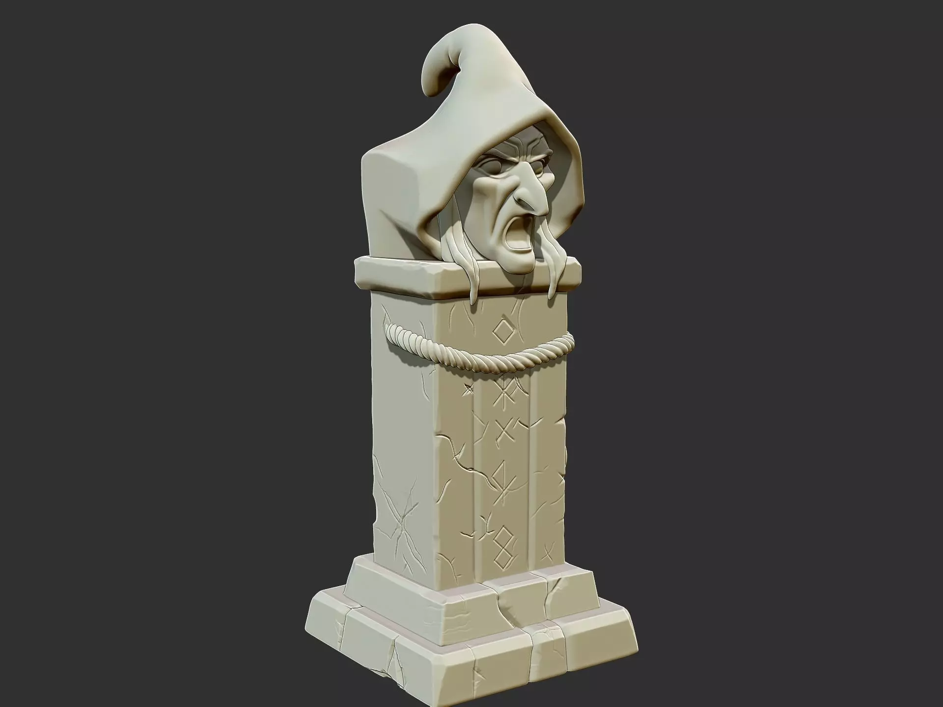 Stylized Witch Totem 3D Printable Fantasy Stone Statue 3D print model_2