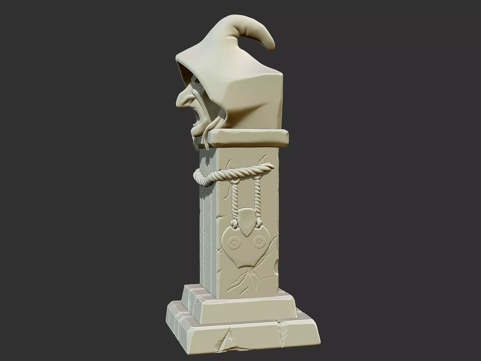 Stylized Witch Totem 3D Printable Fantasy Stone Statue 3D print model_4