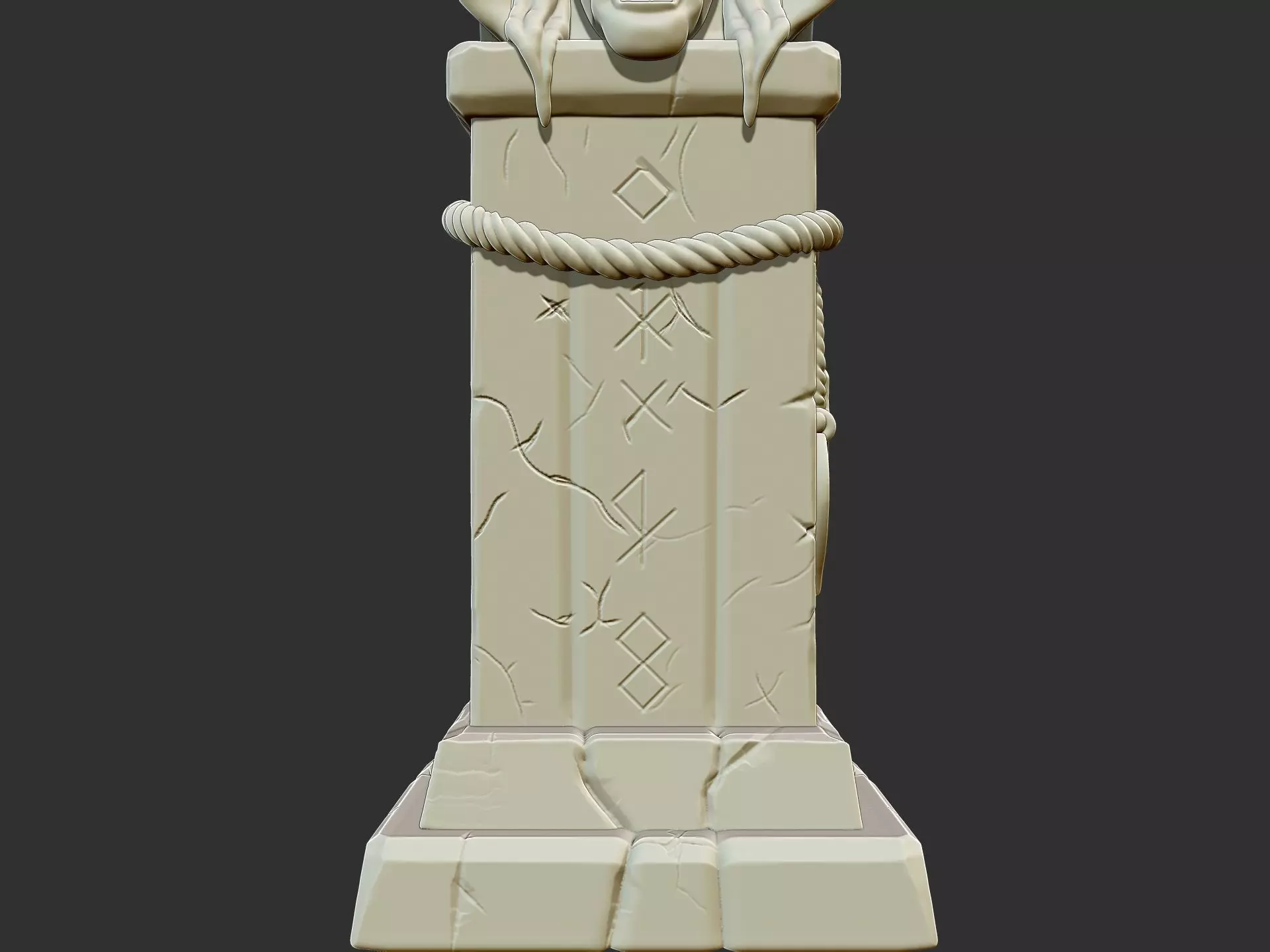Stylized Witch Totem 3D Printable Fantasy Stone Statue 3D print model_7