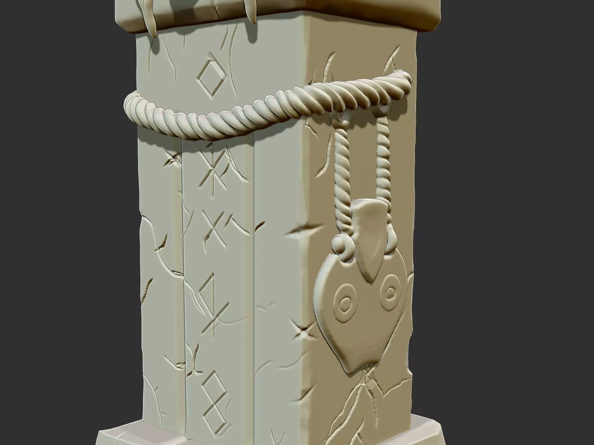 Stylized Witch Totem 3D Printable Fantasy Stone Statue 3D print model_8
