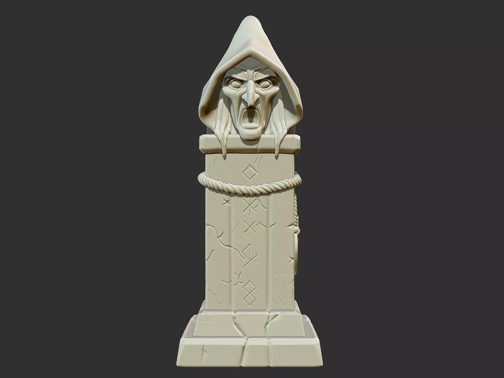 Stylized Witch Totem 3D Printable Fantasy Stone Statue 3D print model_1