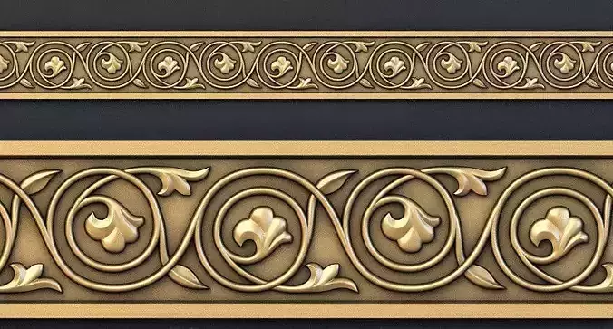 Decorative molding patterns CNC machine output 3D model