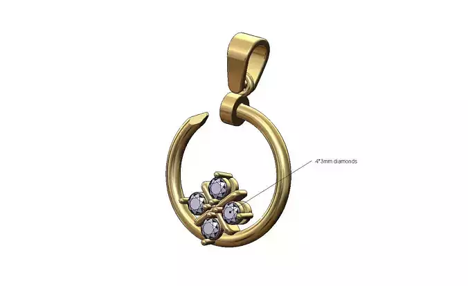 Clover diamond cluster nail pendant charm