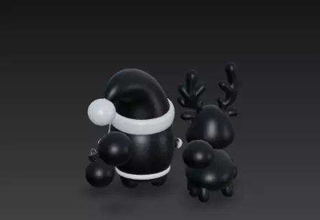 3D Black Santa Claus with Deer Model 3D print model_16