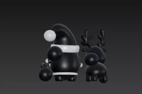 3D Black Santa Claus with Deer Model 3D print model_8