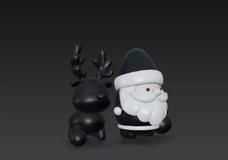 3D Black Santa Claus with Deer Model 3D print model_2