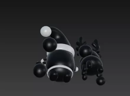 3D Black Santa Claus with Deer Model 3D print model_17