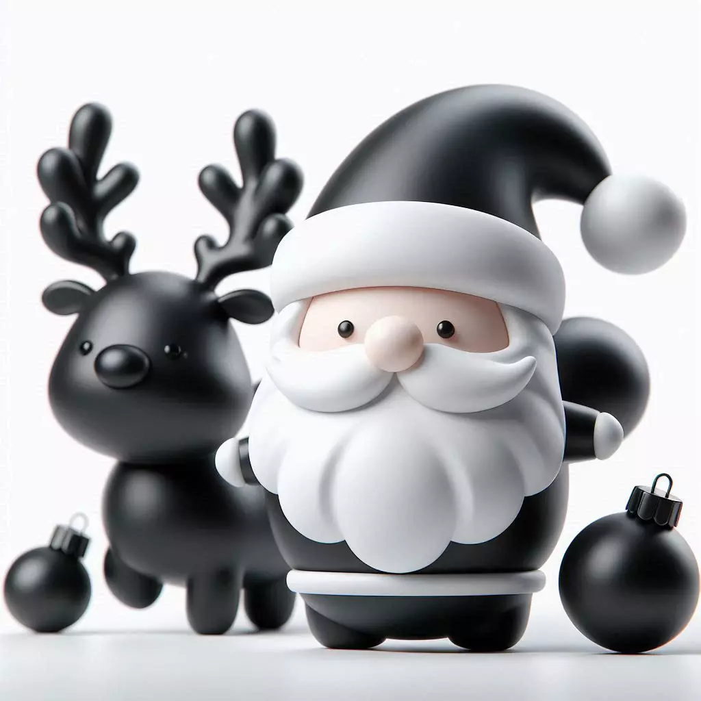 3D Black Santa Claus with Deer Model 3D print model_20