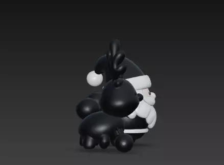 3D Black Santa Claus with Deer Model 3D print model_5