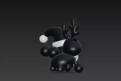 3D Black Santa Claus with Deer Model 3D print model_6