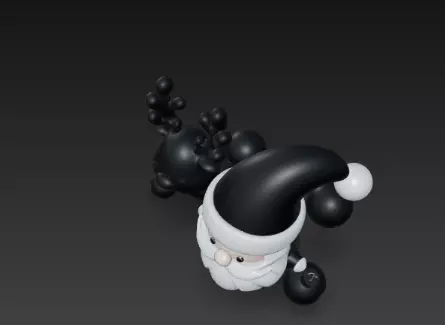 3D Black Santa Claus with Deer Model 3D print model_13