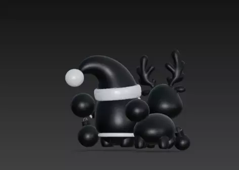 3D Black Santa Claus with Deer Model 3D print model_7