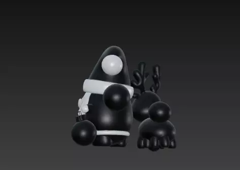 3D Black Santa Claus with Deer Model 3D print model_9