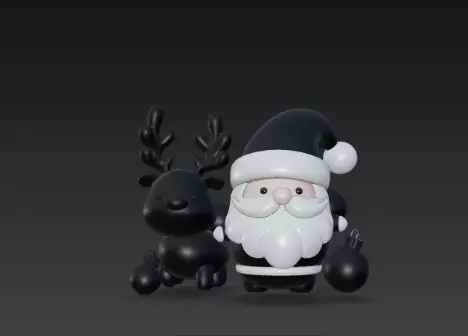 3D Black Santa Claus with Deer Model 3D print model_0