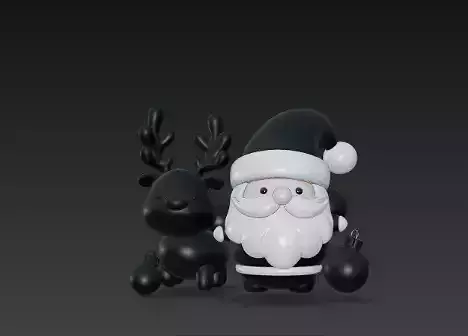 3D Black Santa Claus with Deer Model 3D print model 3D Black Santa Claus with Deer Model 3D print model