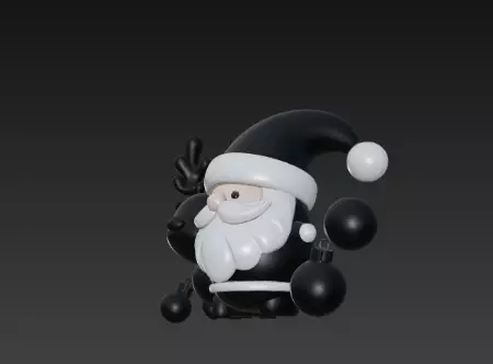 3D Black Santa Claus with Deer Model 3D print model_11