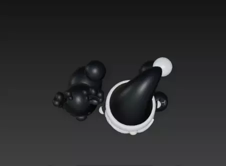 3D Black Santa Claus with Deer Model 3D print model_14