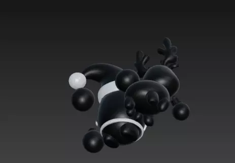 3D Black Santa Claus with Deer Model 3D print model_19