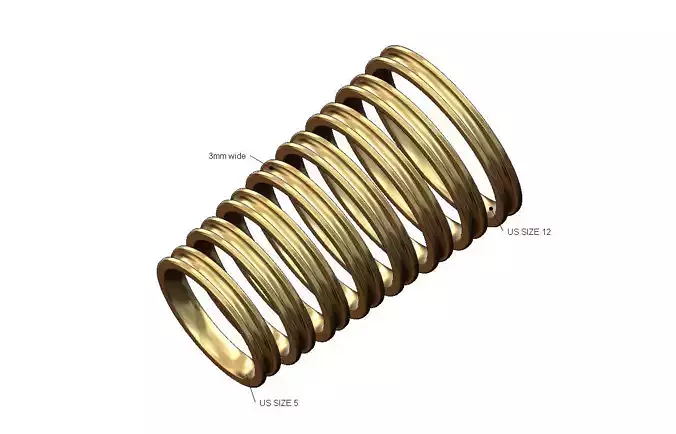 3mm wide flat grooved comfort fit wedding band US sizes 5to12