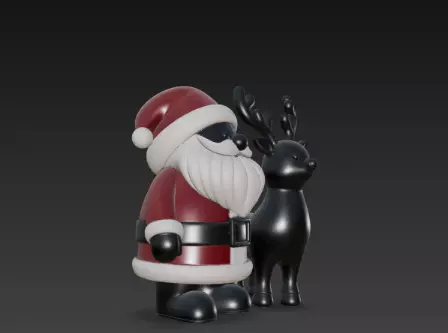 3D Santa Claus with Deer Christmas Scene 3D print model_3