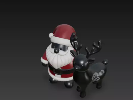 3D Santa Claus with Deer Christmas Scene 3D print model_13