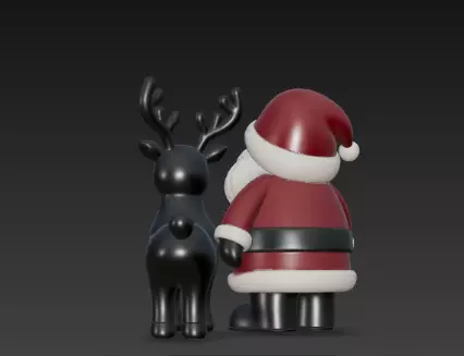 3D Santa Claus with Deer Christmas Scene 3D print model_8