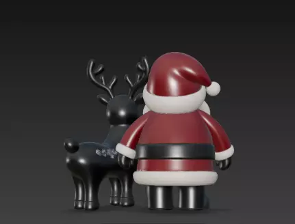 3D Santa Claus with Deer Christmas Scene 3D print model_7