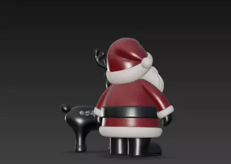 3D Santa Claus with Deer Christmas Scene 3D print model_6