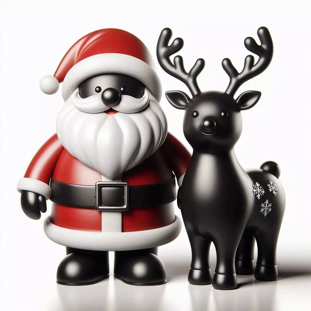 3D Santa Claus with Deer Christmas Scene 3D print model_0