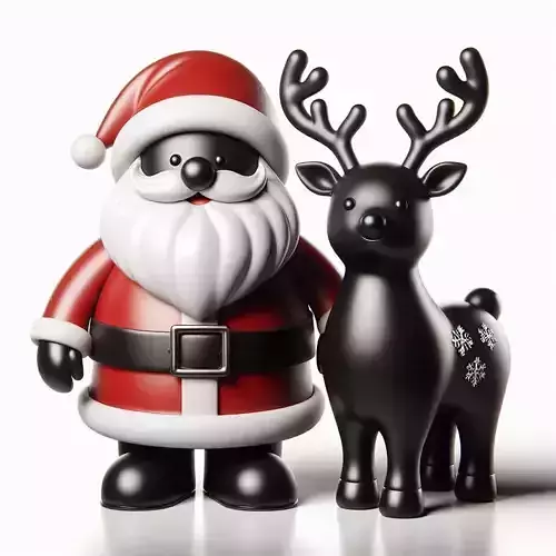 3D Santa Claus with Deer Christmas Scene 3D print model