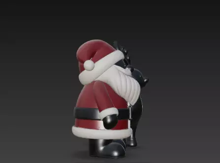 3D Santa Claus with Deer Christmas Scene 3D print model_4