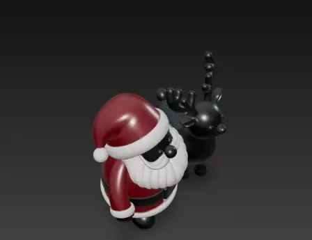 3D Santa Claus with Deer Christmas Scene 3D print model_15