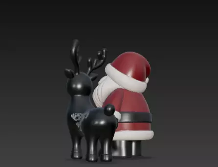 3D Santa Claus with Deer Christmas Scene 3D print model_9