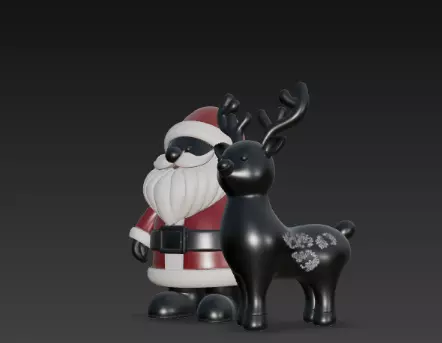 3D Santa Claus with Deer Christmas Scene 3D print model_11