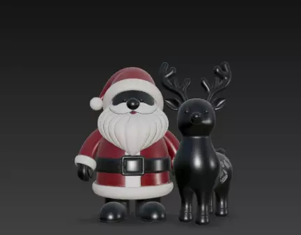 3D Santa Claus with Deer Christmas Scene 3D print model_1