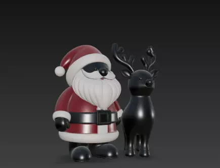 3D Santa Claus with Deer Christmas Scene 3D print model_2