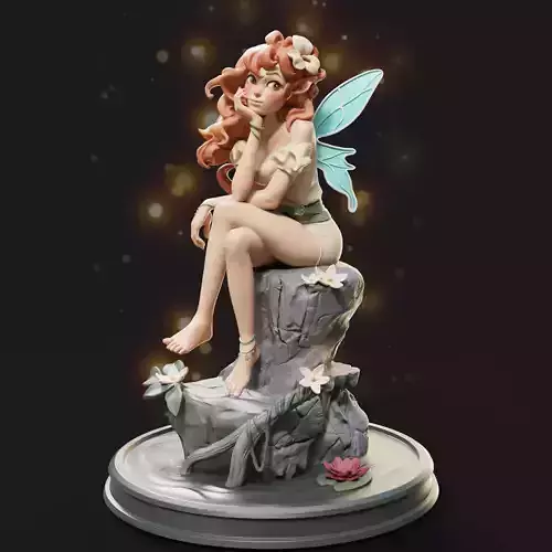Collectible Redhead Fairy Figurine for 3D Printing
