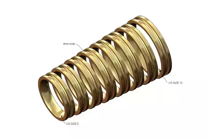 4mm wide flat grooved comfort fit wedding band US sizes 5to12