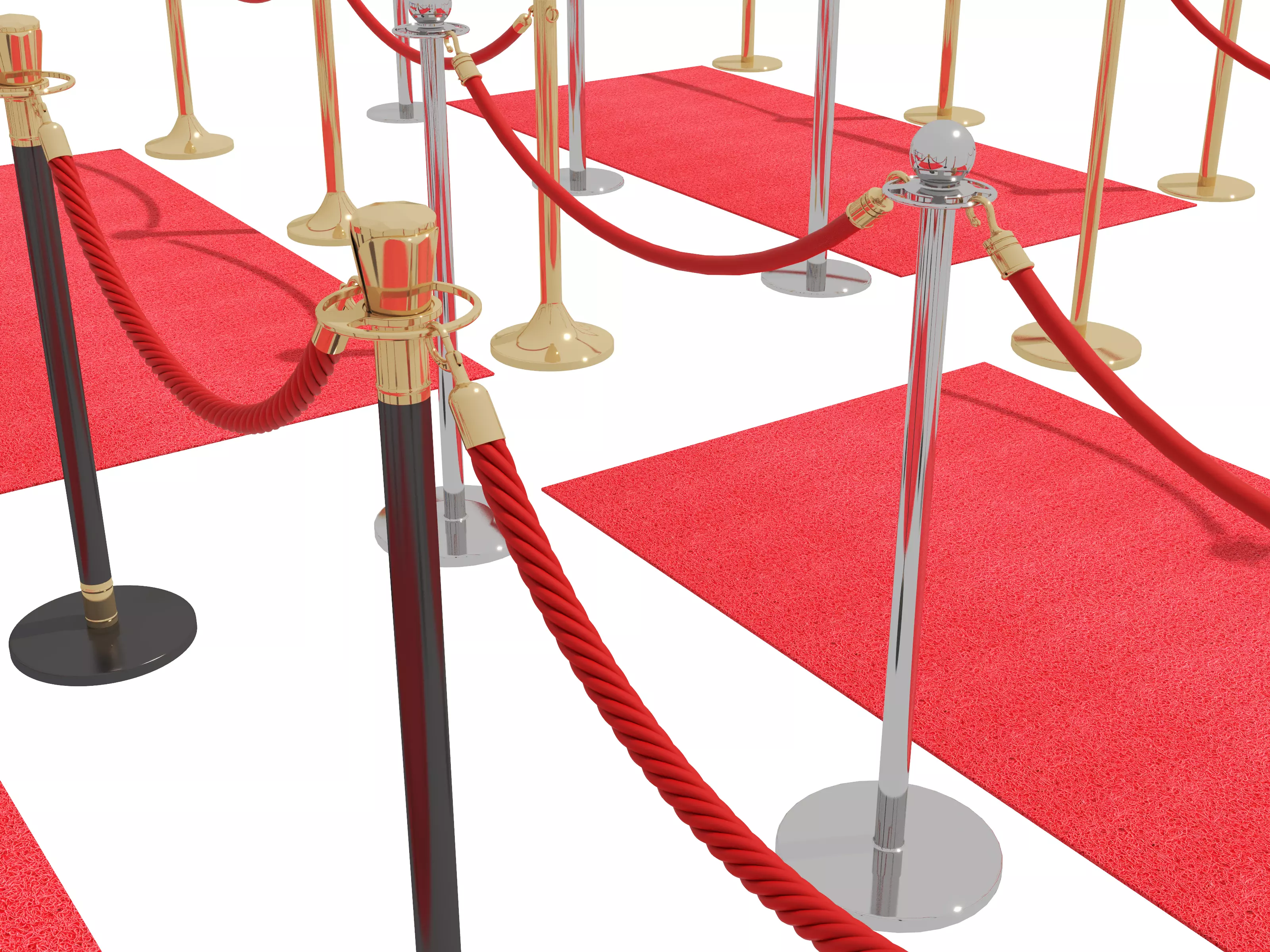 Modular Red Carpet Kit Low-poly 3D model_6