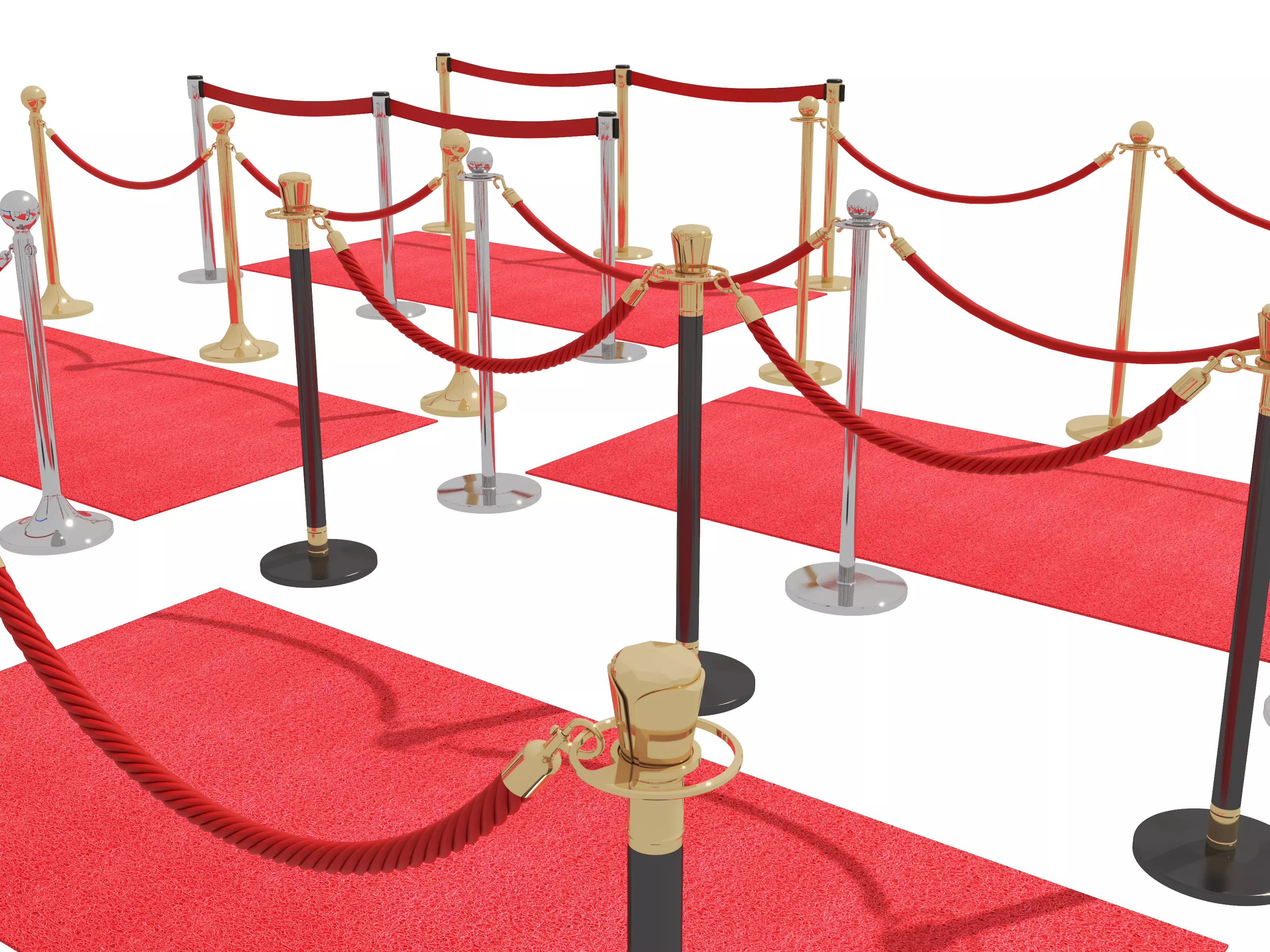 Modular Red Carpet Kit Low-poly 3D model_12