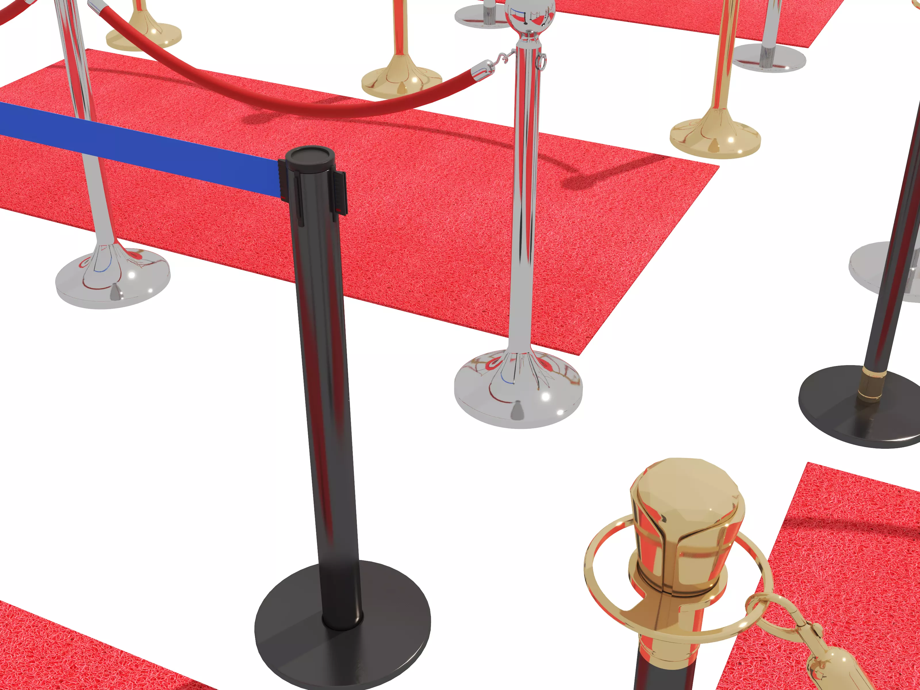 Modular Red Carpet Kit Low-poly 3D model_9