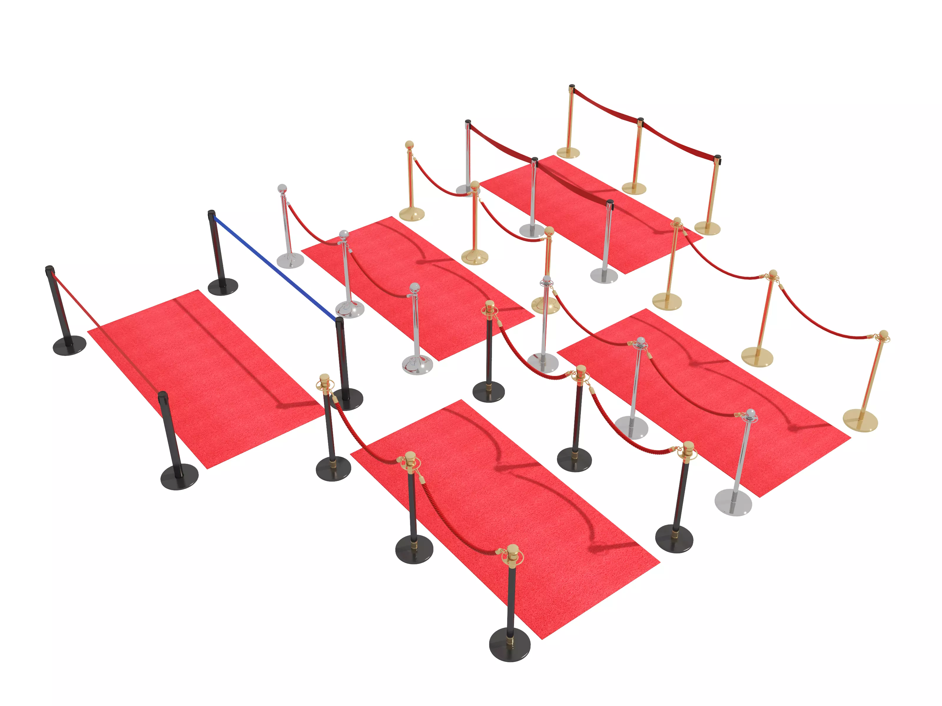 Modular Red Carpet Kit Low-poly 3D model_0