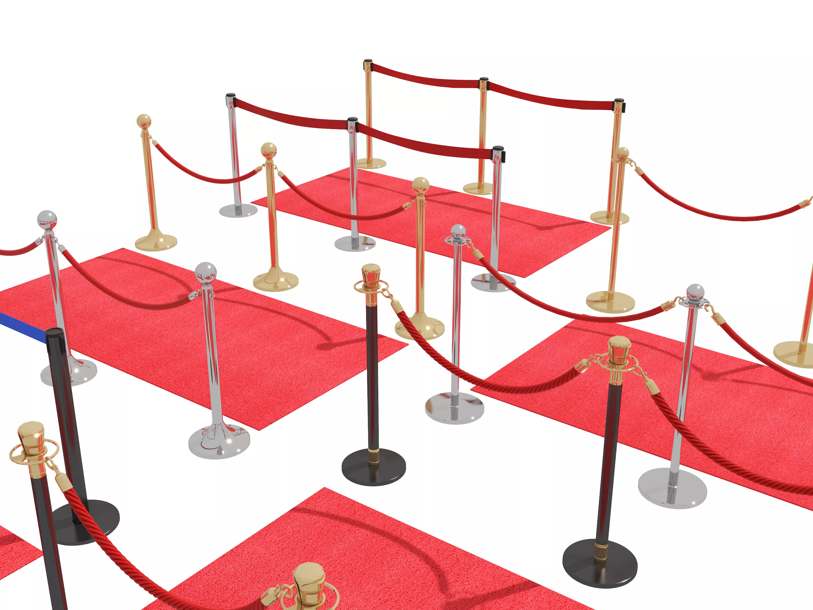Modular Red Carpet Kit Low-poly 3D model_4