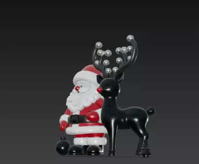 3D Santa with Reindeer Holiday Render 3D print model_12