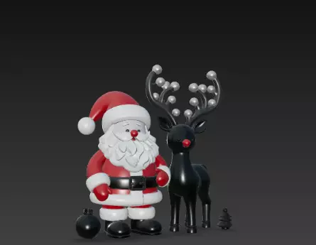 3D Santa with Reindeer Holiday Render 3D print model_2