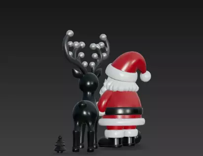 3D Santa with Reindeer Holiday Render 3D print model_9