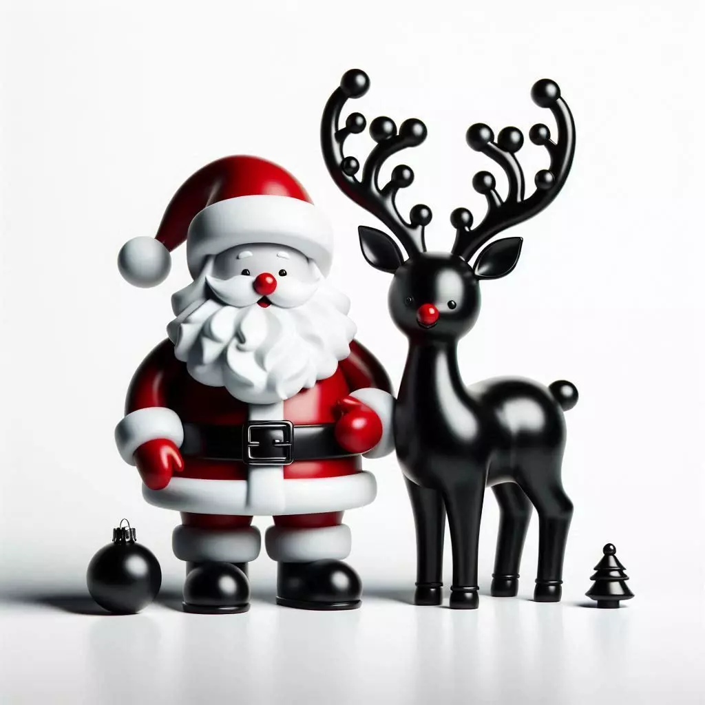3D Santa with Reindeer Holiday Render 3D print model_0