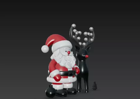 3D Santa with Reindeer Holiday Render 3D print model_3